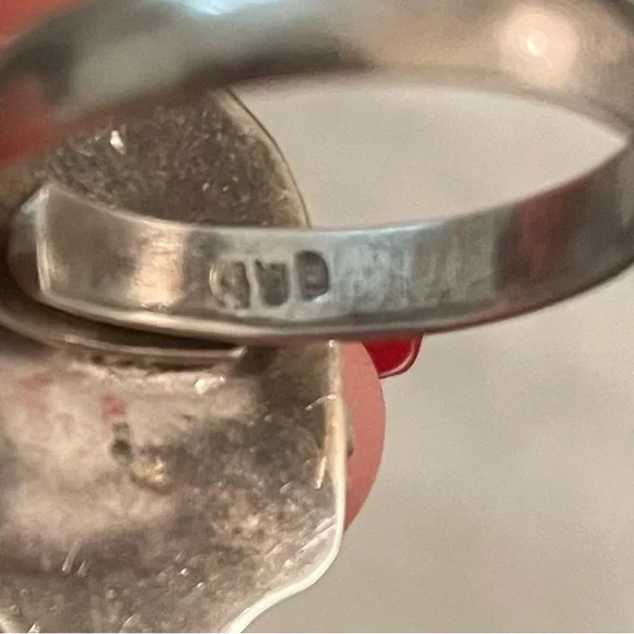 Vintage Sterling silver 925 malachite southwestern Adjustable Ring 6.5 to 8.5 - Picture 4 of 5